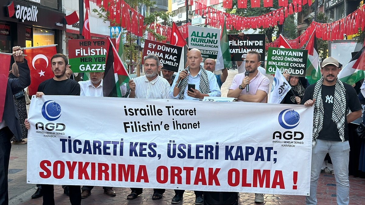 Karabük'te İsrail'in Filistin Saldırılarına Protesto