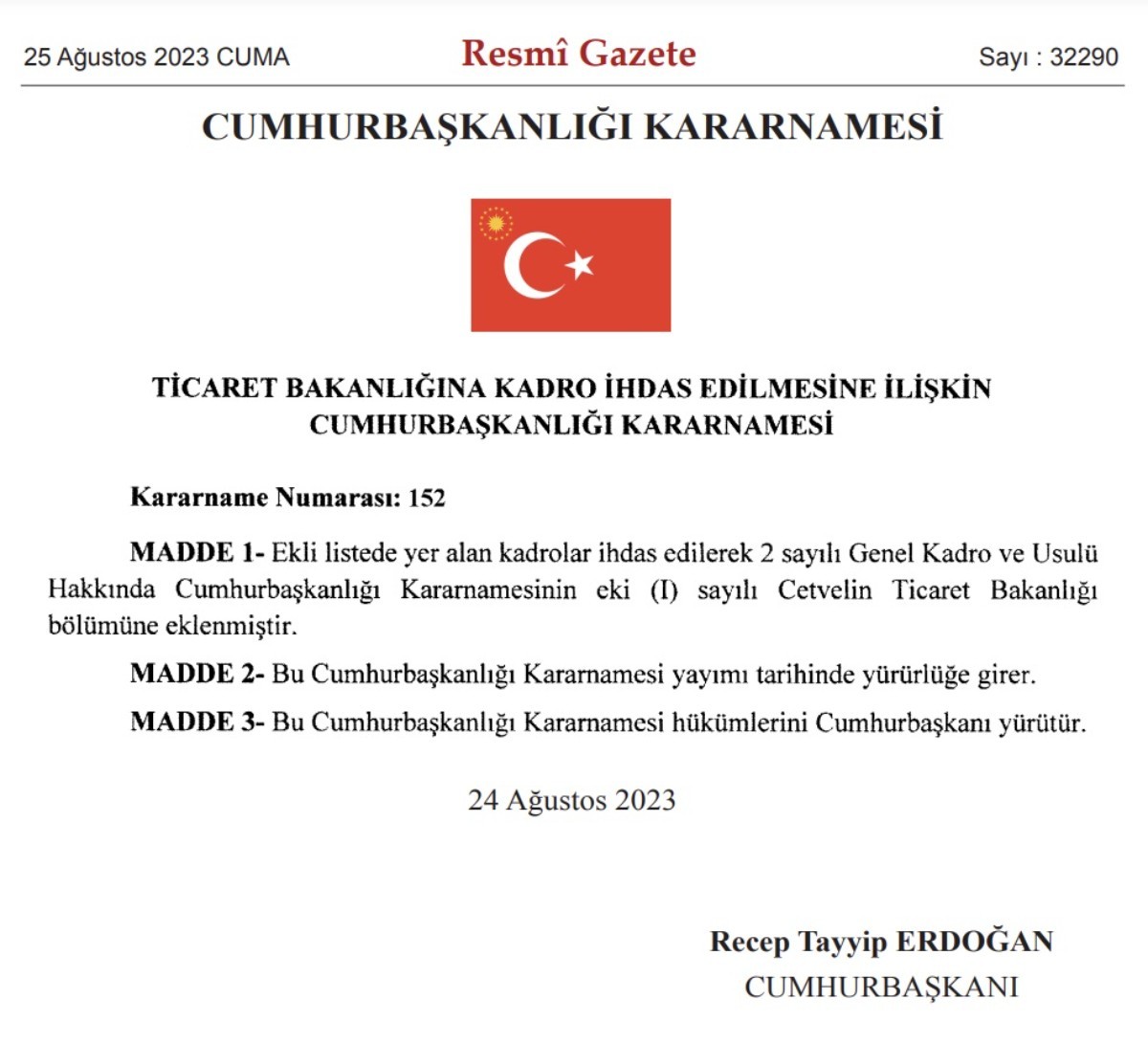 Ticaret Bakanlığı'nda 1033 memur istihdamı oluşturuldu