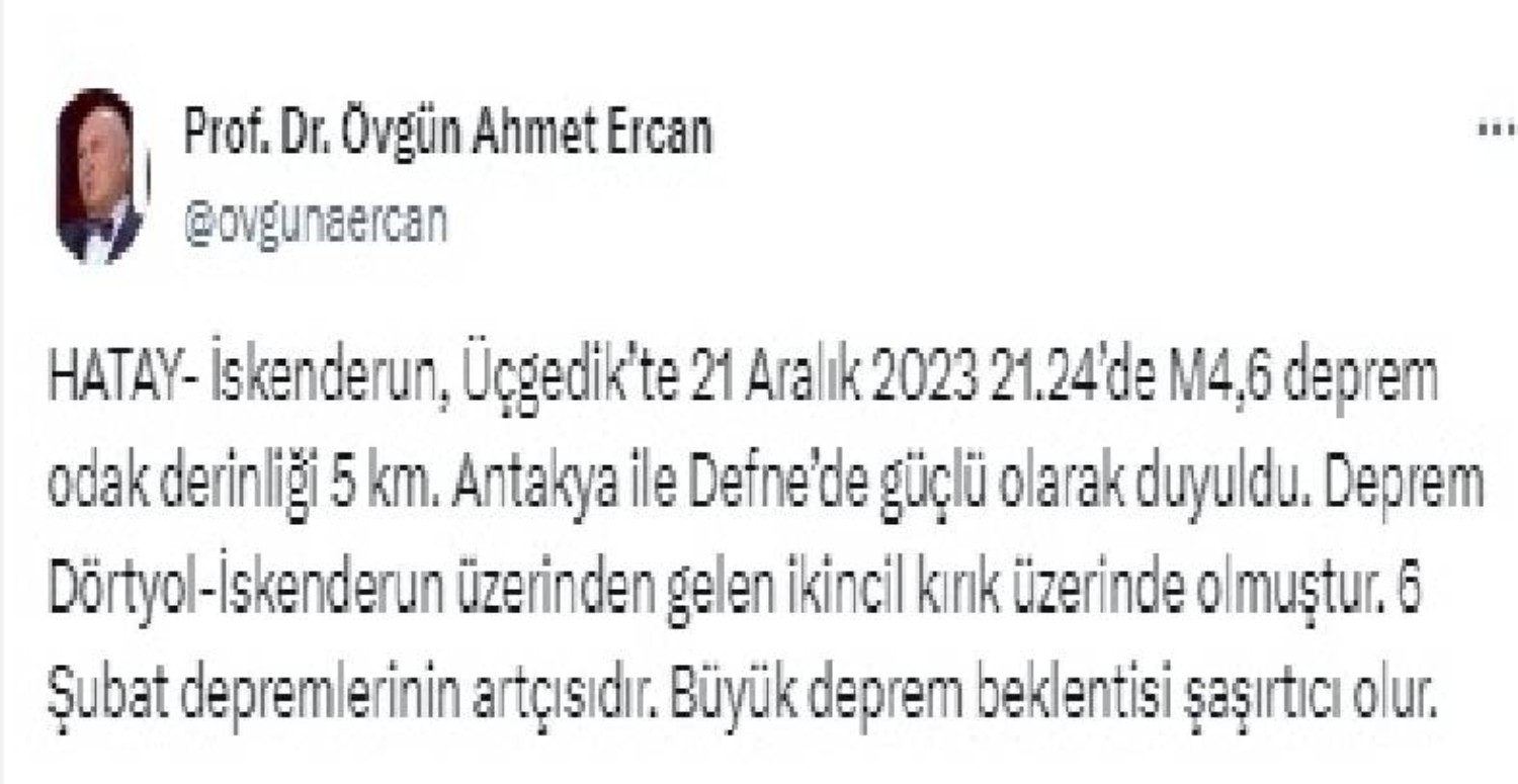 hatay 4.1 deprem