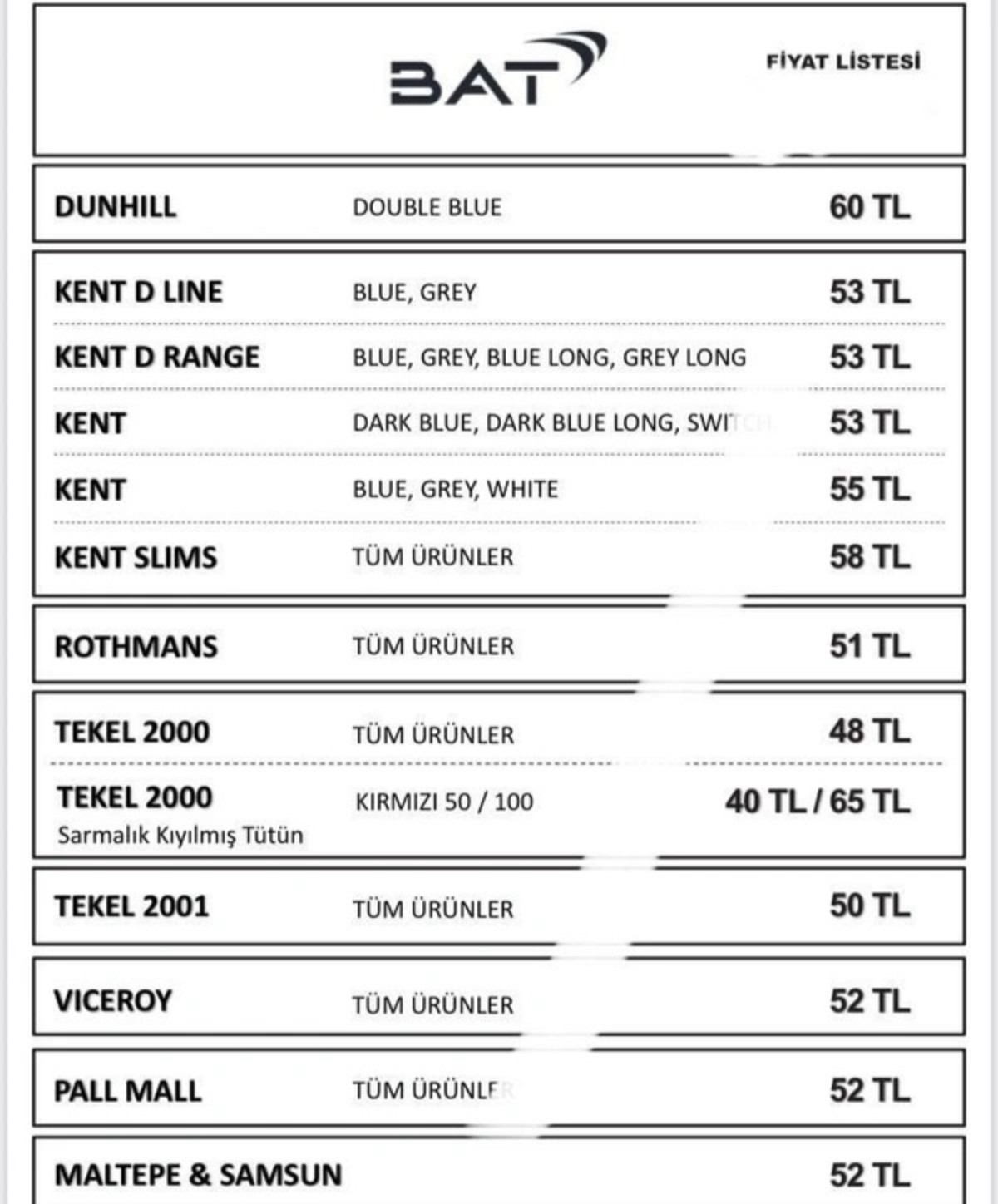 BAT Grup'un fiyat artışları sonrası güncel sigara fiyatları