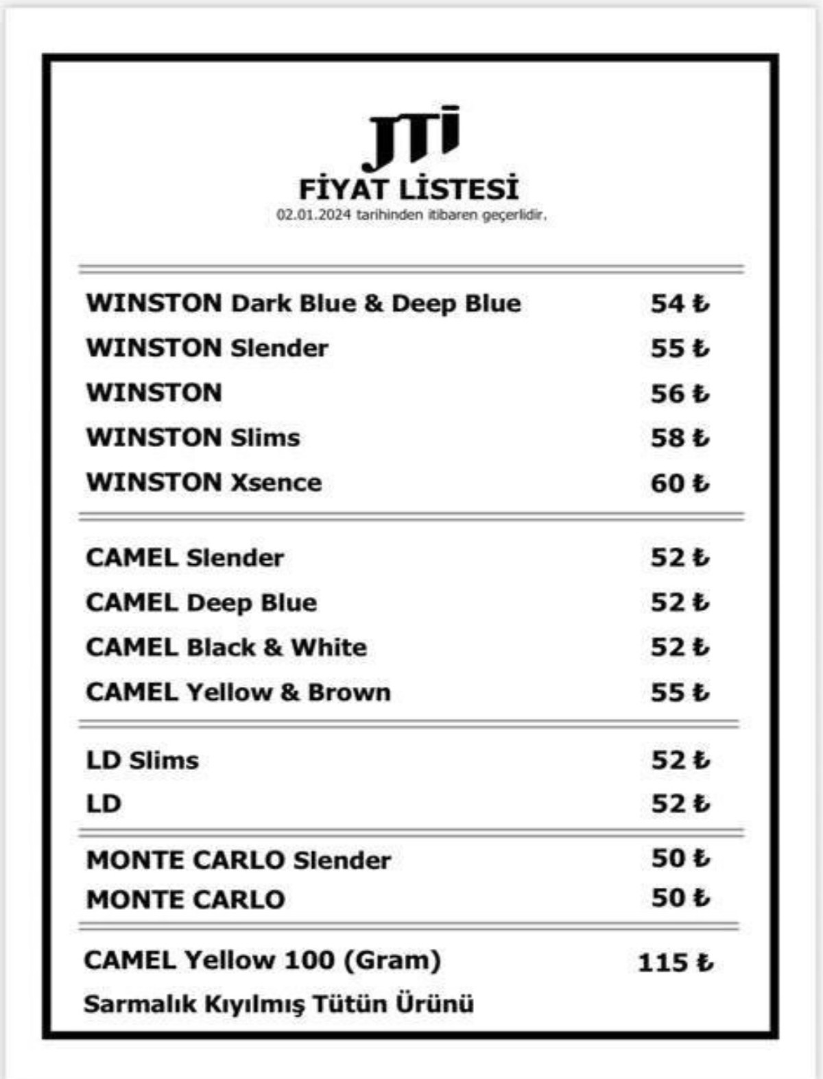 JTI Group'un fiyat artışı sonrası güncel sigara fiyatları