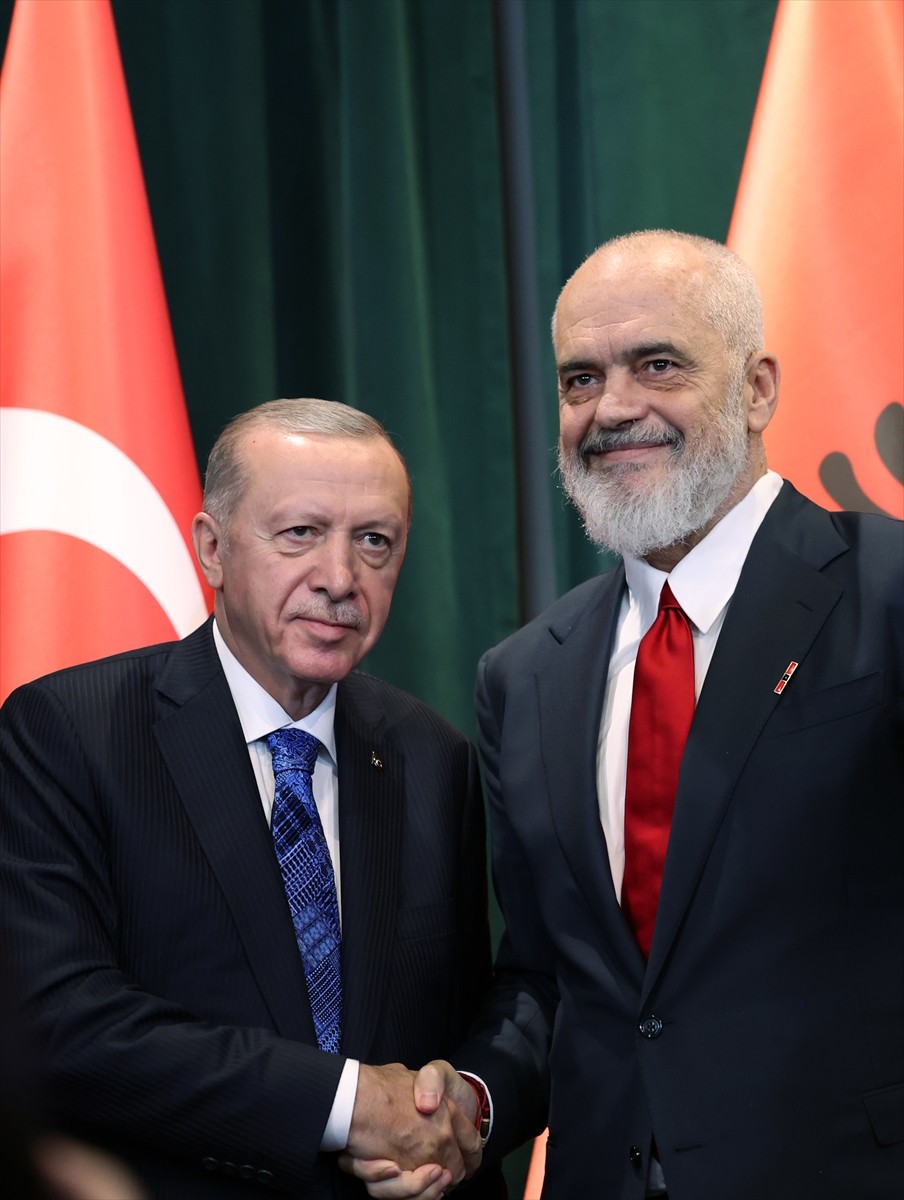 Cumhurbaşkanı Recep Tayyip Erdoğan ve Arnavutluk Başbakanı Edi Rama huzurunda, ortak basın...